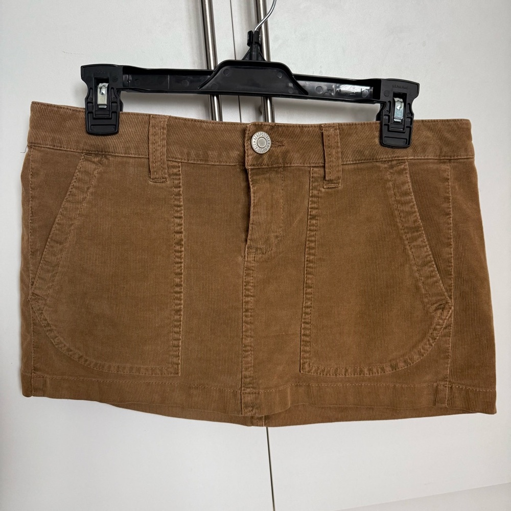 Brown Velour Corduroy Mini Skirt